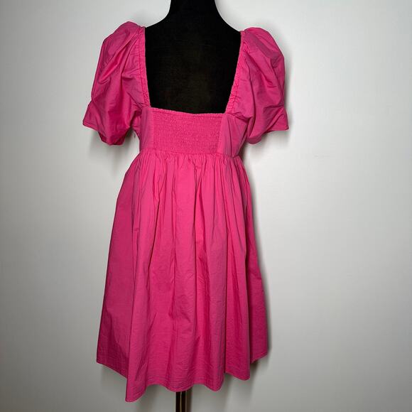 Tuckernuck Hyacinth House Preppy Barbie Pink Mini Puff Sleeves Graduation Dress - Picture 11 of 12